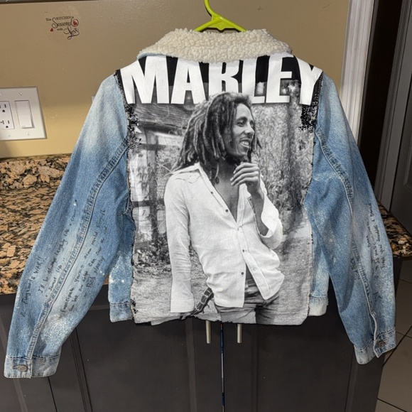 Custom Bob Marley Jean Jacket - Picture 1 of 6